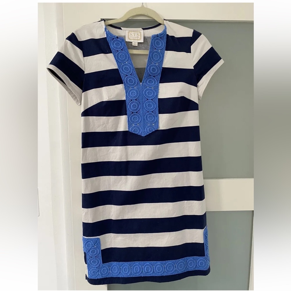 Sail to Sable blue/ white mini dress, Sz XS